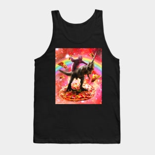 Space Sloth Riding Dinosaur Unicorn - Pizza & Taco Tank Top